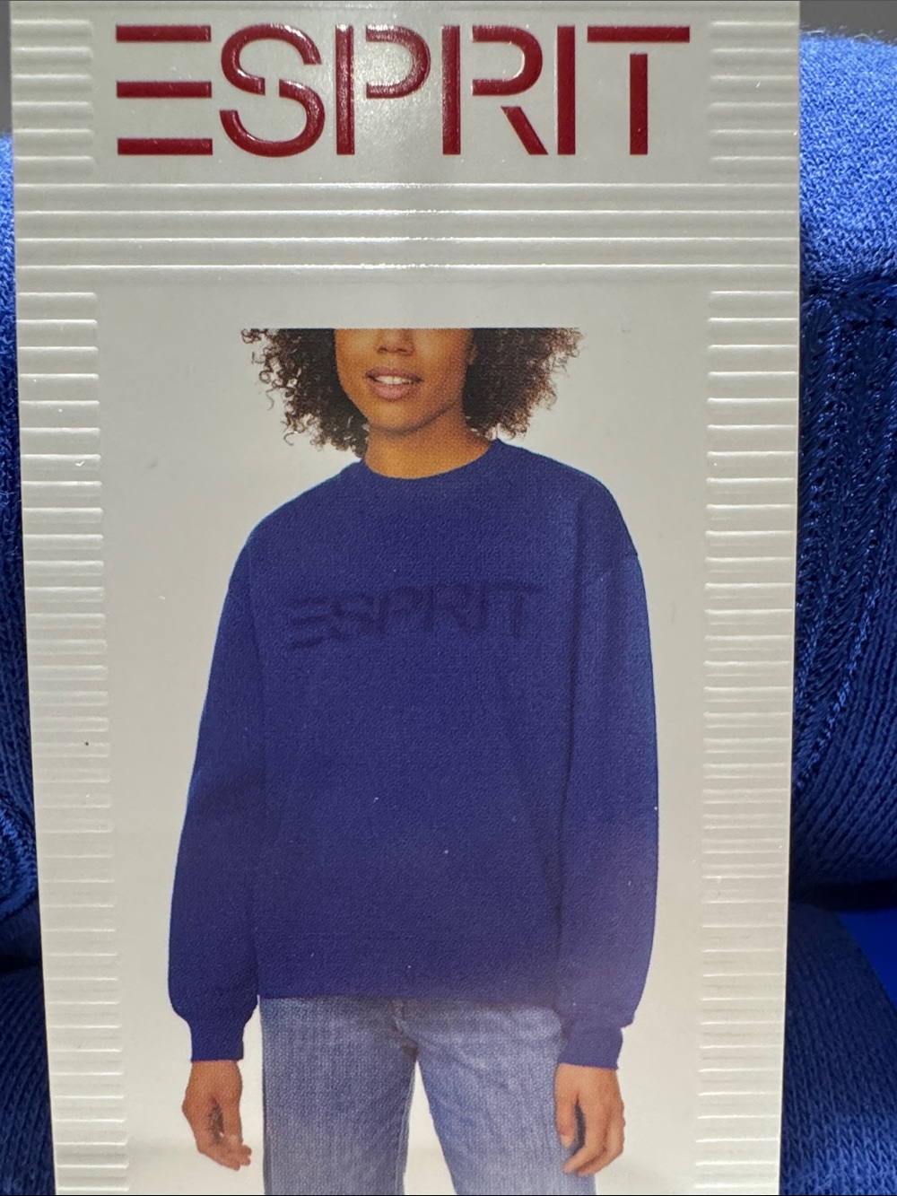 NWT Esprit Blue Logo Fleece Crewneck Sweatshirt | Viral Costco Find | M L XXL